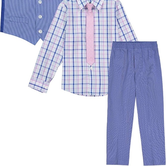 Van Heusen 2T Boys 4 Piece Formal Suit Set Vest Tie Collared Dress Shirt Pants - Picture 3 of 11